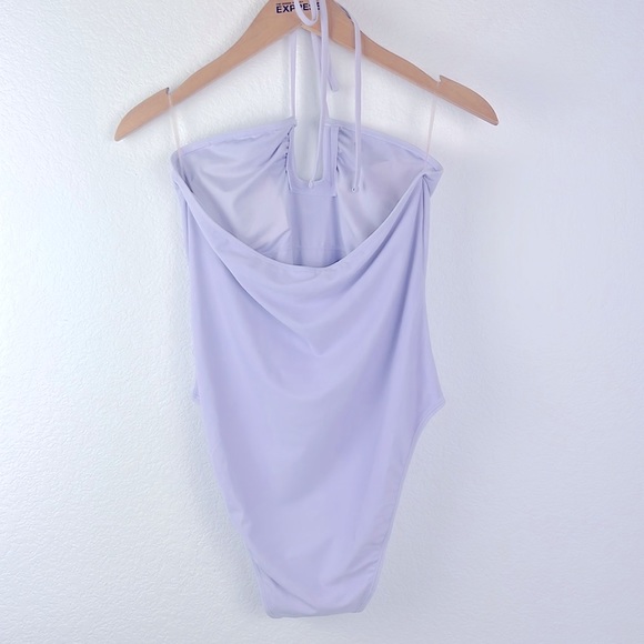 Forever 21 Swimsuit Womens Size XL One Piece Bandeau V Wire Neck Purple Preowned - Picture 6 of 6